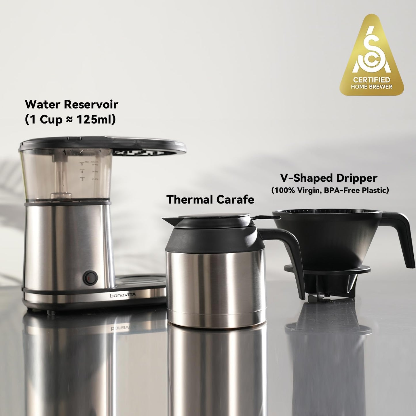 Bonavita Cafetera de Goteo 5 Tazas con Jarra Térmica, BV1500TS