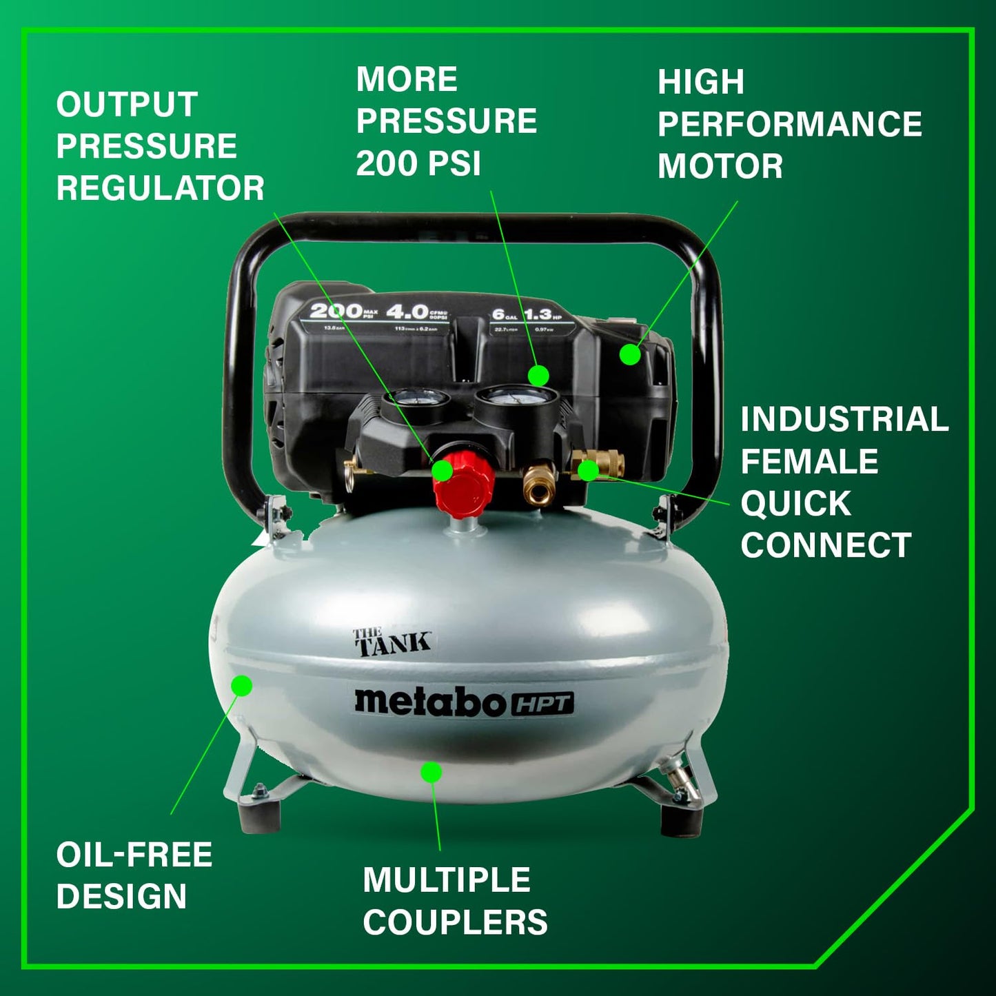 Metabo HPT Compresor de Aire Portátil THE TANK 200 PSI, 6 Galones