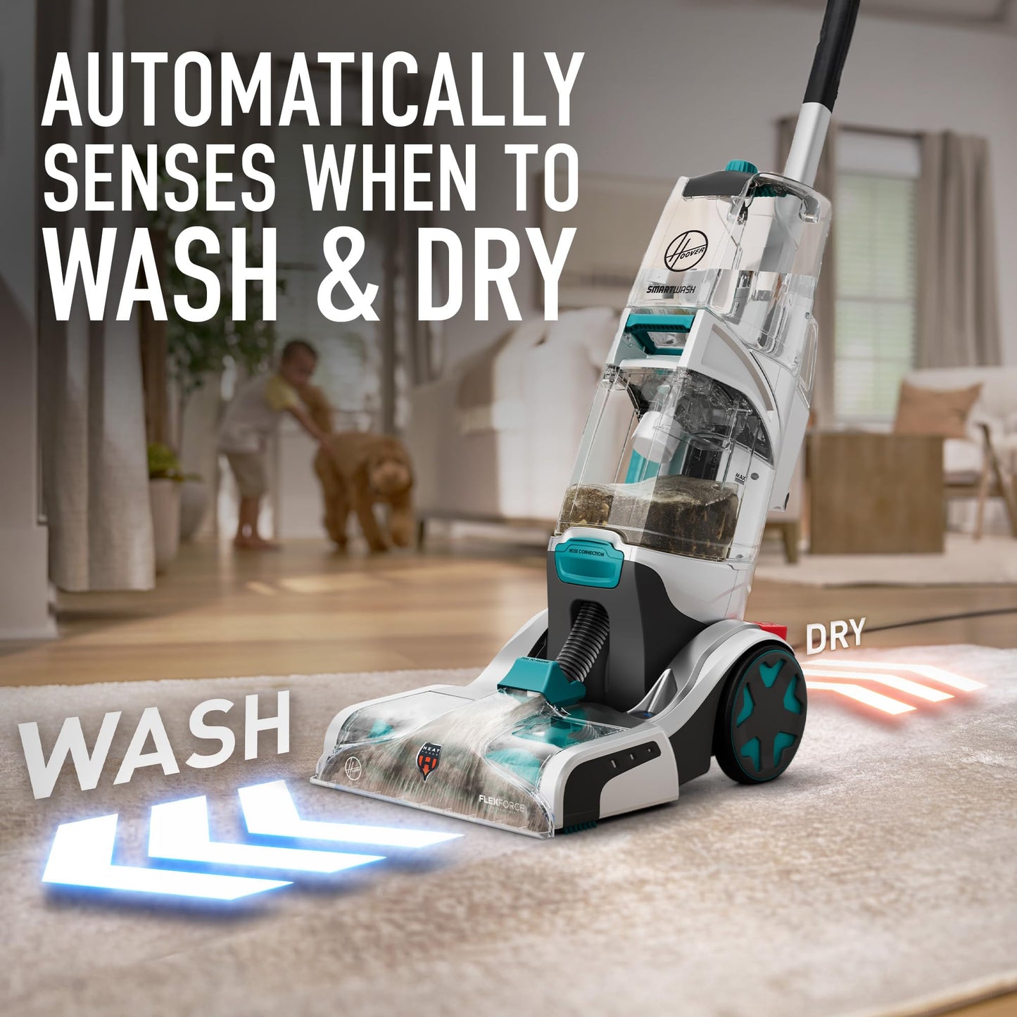 Hoover SmartWash Limpiadora de Alfombras Automática, Turquesa