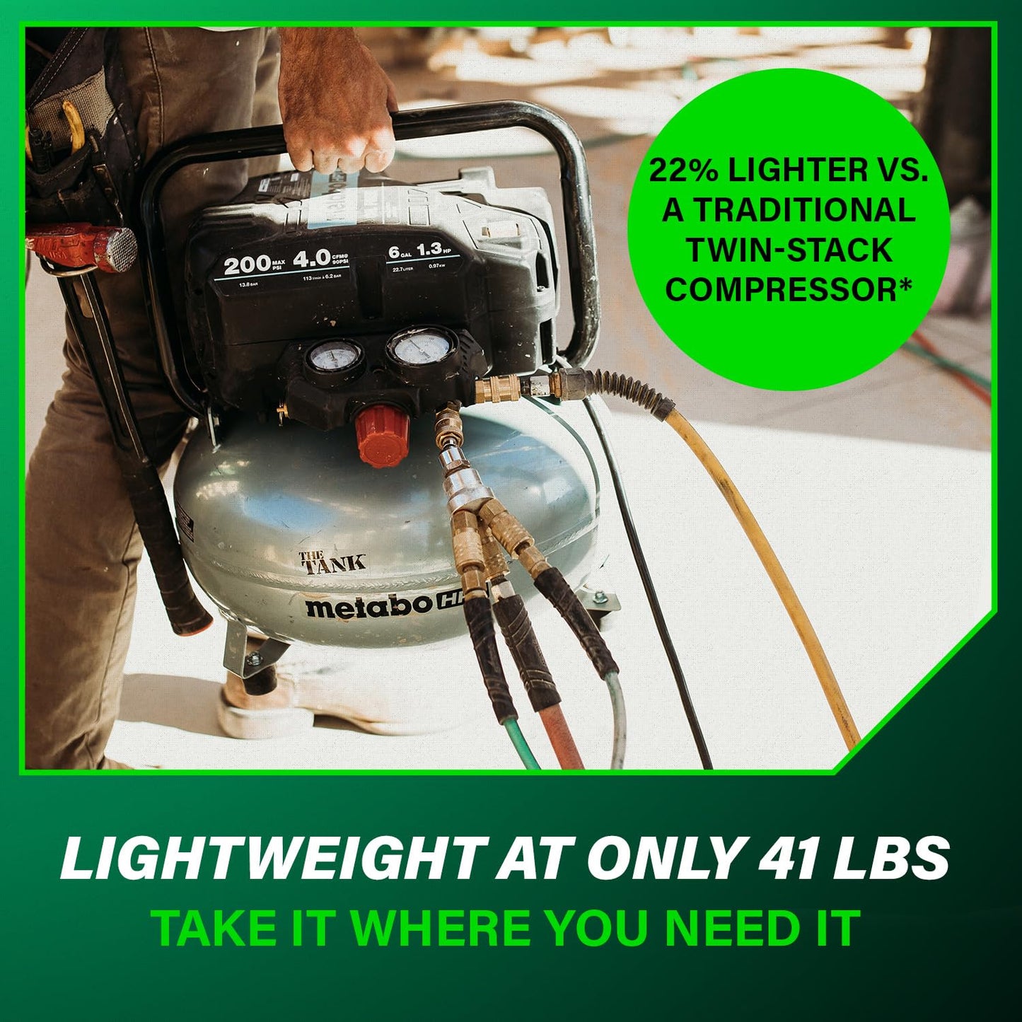 Metabo HPT Compresor de Aire Portátil THE TANK 200 PSI, 6 Galones