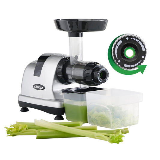 Omega Extractor de Jugo en Frío para Apio, Masticador 200W, Plateado