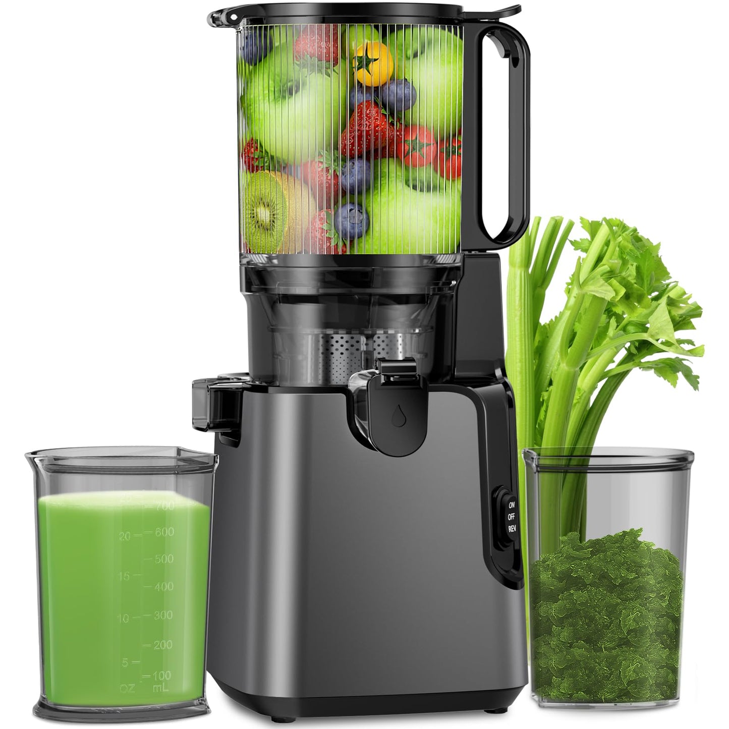 YPONE 400W Slow Juicer Cold Press, Extractor de Jugo con Tolva Grande 5.4"