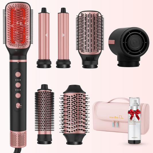LuxRebuty 7 en 1 Cepillo Secador Profesional para Cabello, Rosa