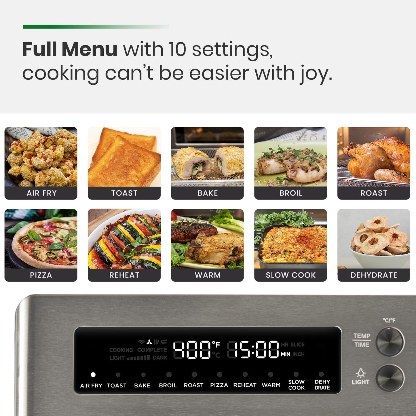 VAL CUCINA Horno Tostador Air Fryer 10-en-1, Negro Mate