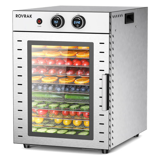 ROVRAk Deshidratador de Alimentos 12 Bandejas Acero Inoxidable, Frutas, Carnes y Hierbas